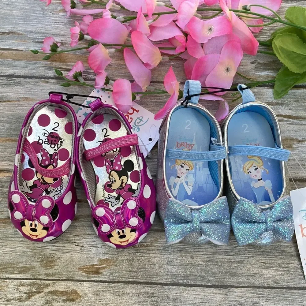 BABY Disney Cinderella & Polka Dot Mini Mouse Princess Shoes 2-Pack Size 2
